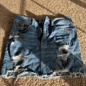 Distressed Mini Denim Skirt